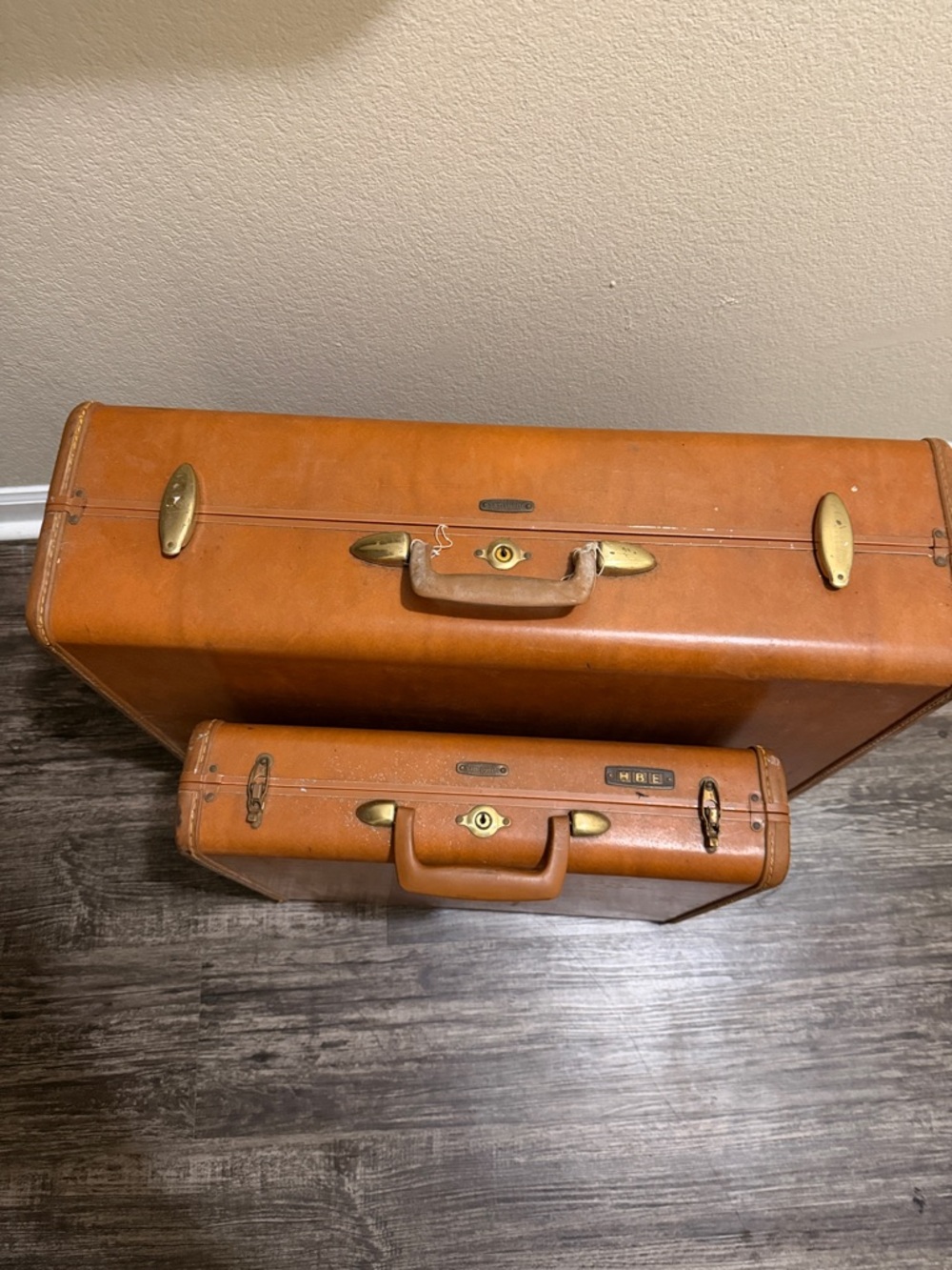 Vintage Samsonite Leather Suitcases Set - Classic Travel Luggage